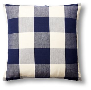 Checkered 22x22 Pillow, Navy/White