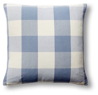 Checkered 22x22 Pillow, Blue/White
