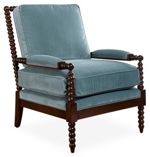 Miles Talbott Bankwood Spindle Chair, Blue Velvet One Kings Lane