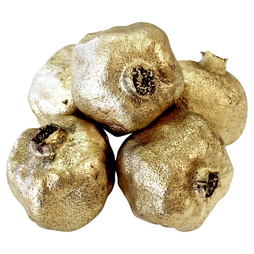 S/5 Dried Pomegranates, Gold