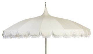 Aya Pagoda Fringe Patio Umbrella - White