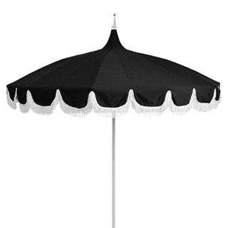 One Kings Lane Outdoor Aya Pagoda Fringe Patio Umbrella Black One Kings Lane