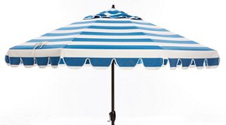 One Kings Lane Outdoor Phoebe Scallop Edge Patio Umbrella Regatta Blue One Kings Lane