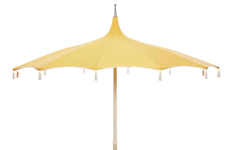 Rena Tassel Patio Umbrella - Light Yellow