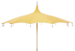 One Kings Lane Outdoor Rena Tassel Patio Umbrella Light Yellow One Kings Lane