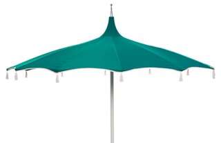 One Kings Lane Outdoor Rena Tassel Patio Umbrella Teal One Kings Lane