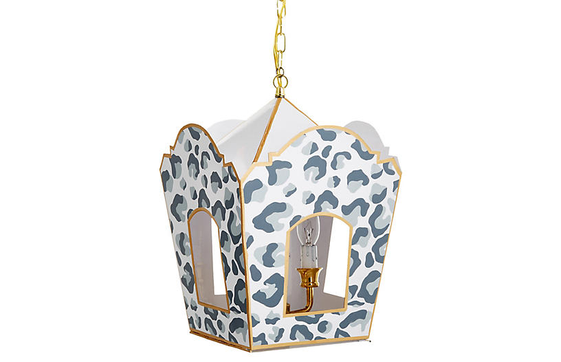 Mod Lantern - Gray Cheetah Print