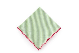 S/4 Seersucker Cocktail Napkins, Leek