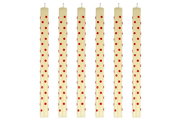 S/6 Mini Dot Tapers, Red & White