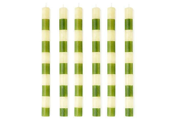 S/6 Banded Tapers, Green & White