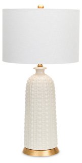 white and gold table lamp