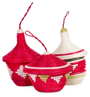 Asst. of 3 Basket Ornaments - Hibiscus/Green - All Across Africa