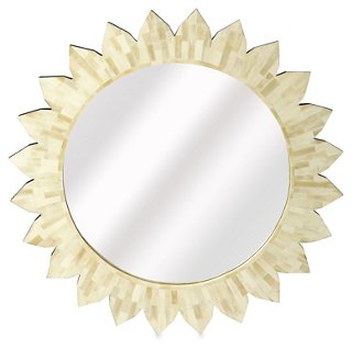 Dimitra Bone-Inlay Wall Mirror - Cream