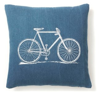 Bicycle 20x20 Pillow, Denim