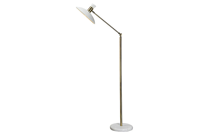 Troilus Floor Lamp - Polished Brass/White