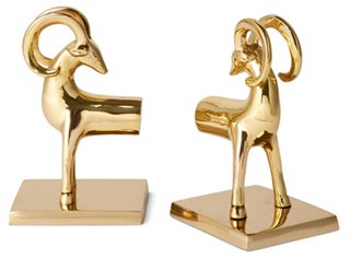 Set of 2 Jaylee Gazelle Bookends - Gold - Global Views