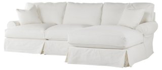 Comfy Slipcovered Sectional, White Denim