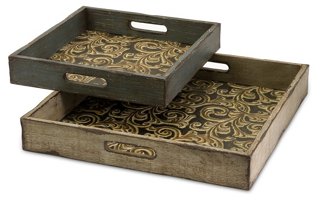 Wooden Serving Trays, Asst. of 2