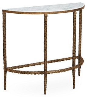 Vale Marble-Top Demilune, Burnished Gold
