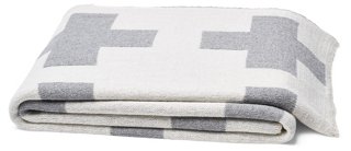 Swiss Cross Cotton-Blended Throw, Gray