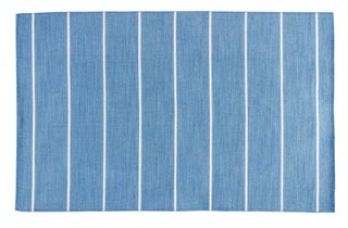 Stripe Flat-Weave Rug, Denim/White