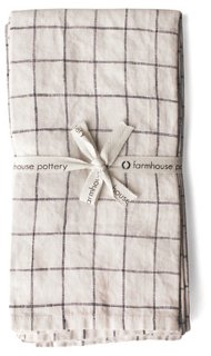 S/4 Washed Dinner Napkins, Black/Natural