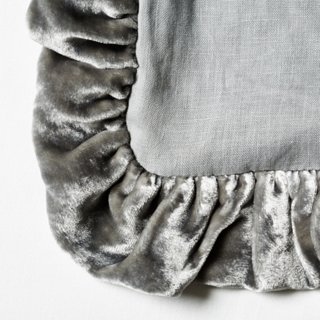 Linen Salvage Et Cie Velvet Ruffle Sham, Gray One Kings Lane