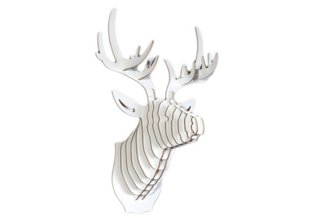 Wooden Deer Head, White
