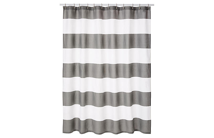 Hampton Shower Curtain - Gray - Kassatex