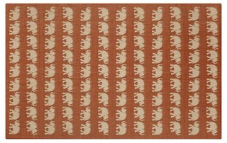 Elephants Outdoor Rug, Terracotta