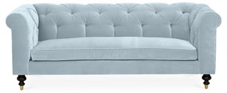 Kim Salmela - Dexter Tufted Sofa, Sky Blue Velvet | One Kings Lane