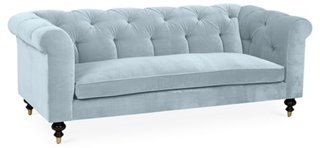 Kim Salmela - Dexter Tufted Sofa, Sky Blue Velvet | One Kings Lane