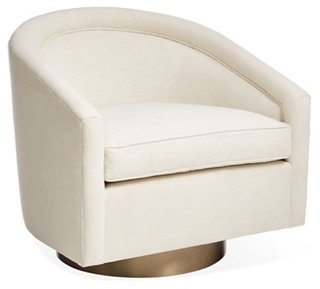 Benson Swivel Club Chair, Ivory Crypton