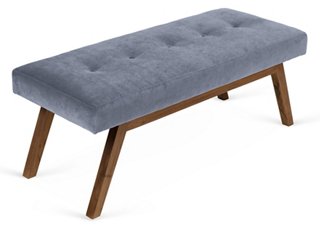 Bleeker Bench Delft Blue Velvet Standard Benches Storage