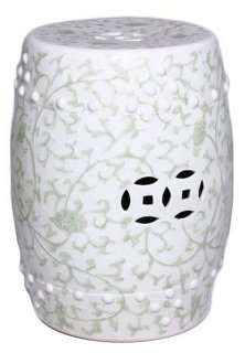 Twisted Lotus Garden Stool Celadon Poolside Style Outdoor