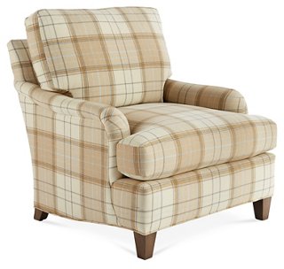 Jefferson Club Chair - Cream/Tan - Massoud Furniture