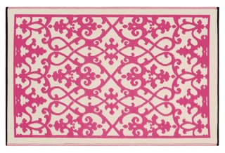 Venice Outdoor Rug, Cream/Pink