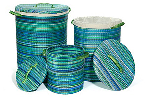 Set of 3 Cancun Baskets, Turquoise
