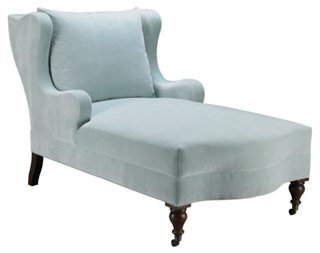 Mr Mrs Howard Montclaire Chaise Light Blue Velvet One Kings