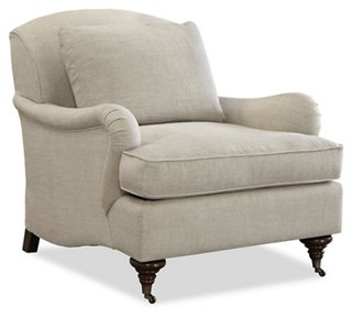 Henry Club Chair, Beige Linen