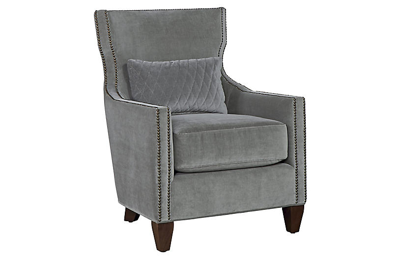 Eloise Accent Chair - Gray Velvet