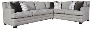 Riley Left-Facing Sectional, Gray Herringbone