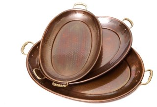 Asst. of 3 Antiqued Copper Trays