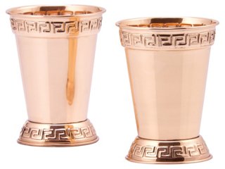 Set of 2 Solid Copper Mint Julep Cups