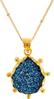 Teardrop Sunburst Pendant, Blue Drusy, jewelery, one kings lane