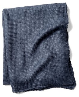 Venice Linen Throw - Navy - Pom Pom at Home