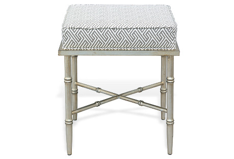 Arietta Silver Stool, White/Gray