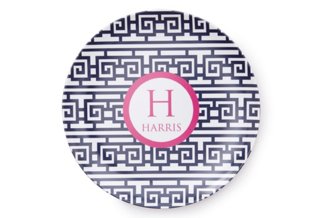 Set of 4 Fretwork Dinner Plates, Navy