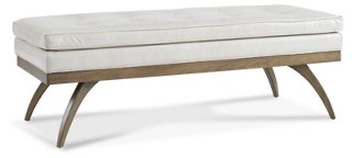 Dayton 54 Tufted Bench Ivory Leather One Kings Lane