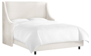 Davis Wingback Bed, Talc Linen